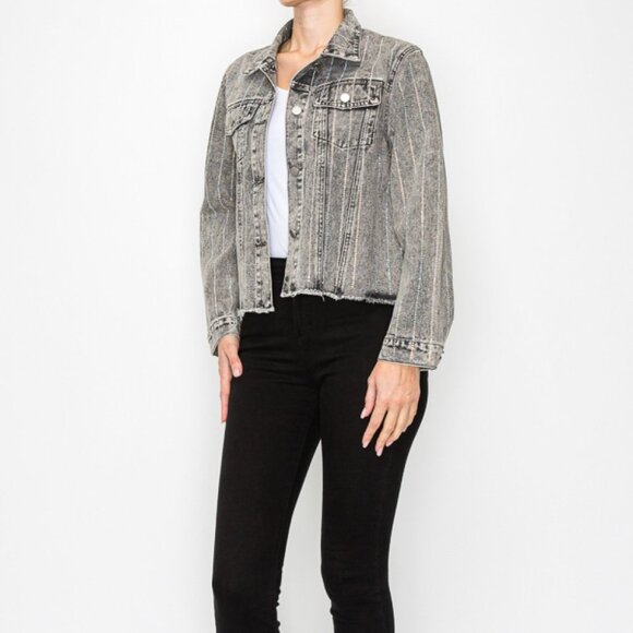 new ORIGMAI embellished jean denim jacket (4-colors) SM-2X classic rhinestones - Picture 3 of 16